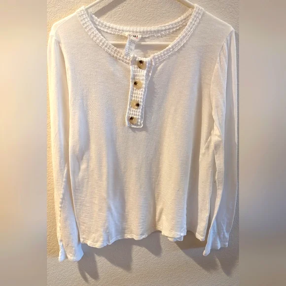 BiBi | Tops | Bibi Henley White Sz M | Poshmark